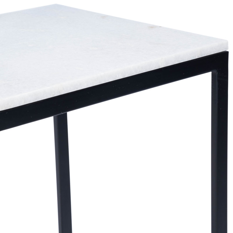 Lawler Marble C- Side Table, White Top/Black Base