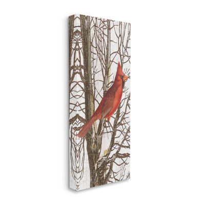 Cardinal oiseau perché sur toile par Lil 'Rue