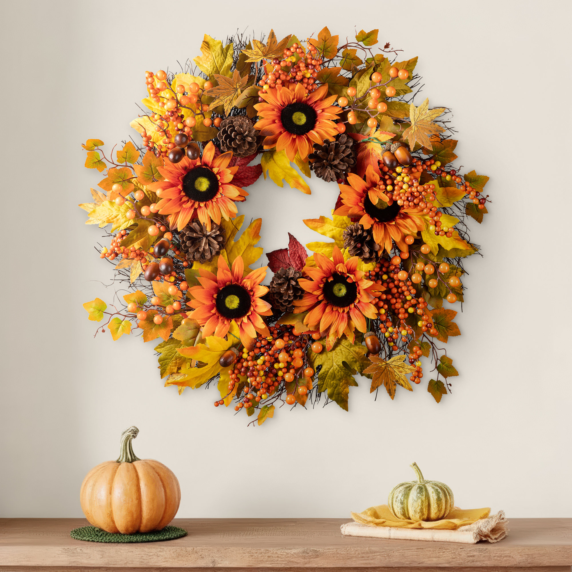 24'' Faux Sunflower Wreath