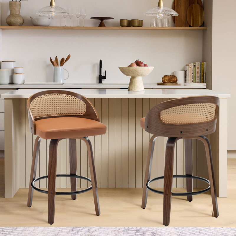 Leeana Swivel Bar Stool, Orange, Counter Stool (66cm Seat Height)