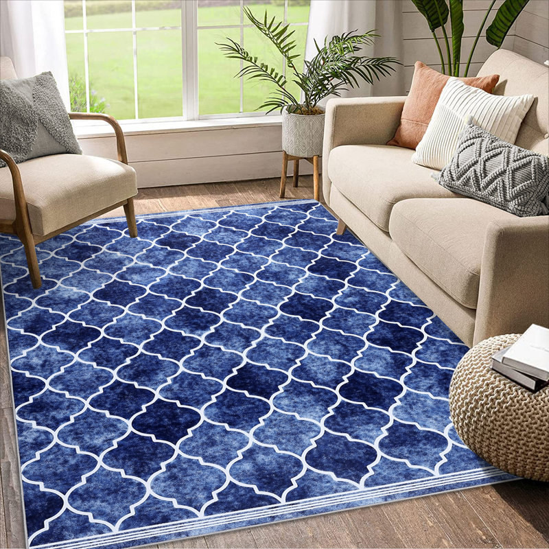 Machine Washable Rug Non Slip Moroccan Area Rugs for Living Room Bedrooms Foldable Rugs for Playroom Office Kitchen