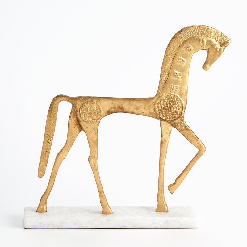 Roman Horse-Gold, 14.25" H x 2.75" W x 14" D
