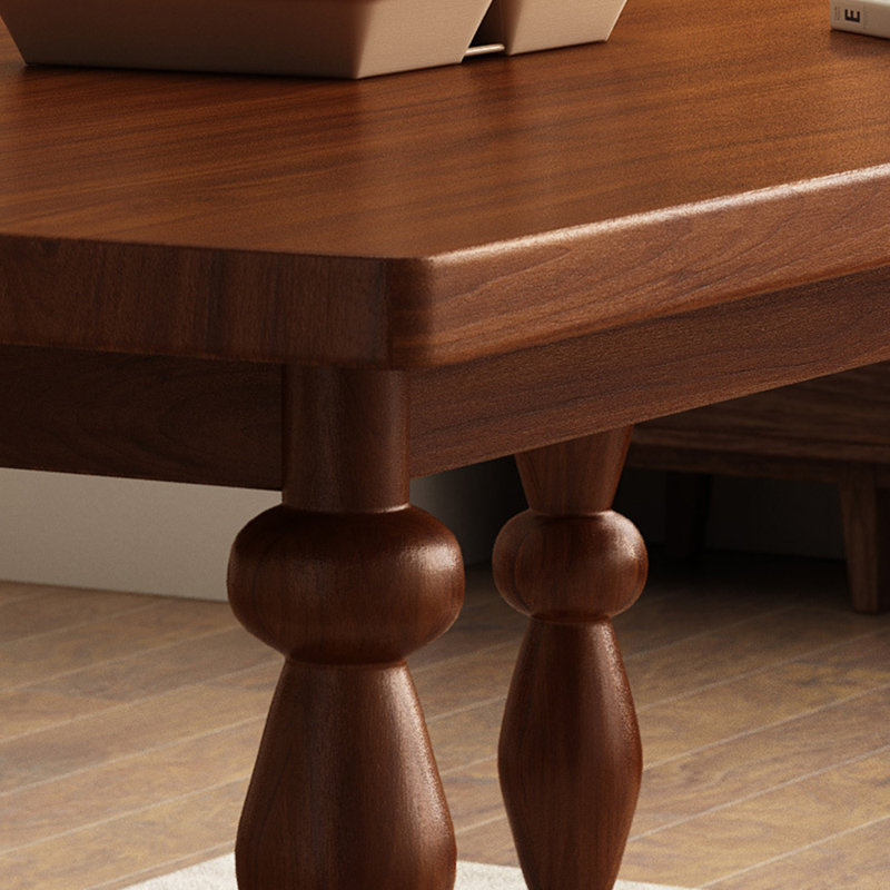 European style retro solid wood dining table set, 29.5"H x 70.8"L x 31.4"W