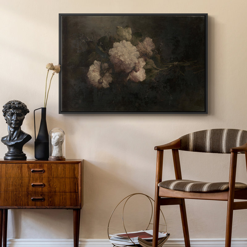 Botanique rétro - XXXIX - impression, Toile avec cadre flottant noir, H 25 po x l 37 po x P 1,5 po