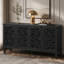 Buffet antique de 60 pouces avec sculptures florales, pieds en bois massif, tablettes réglables et poignées en laiton pour un rangement et une présentation élégants