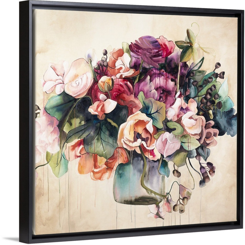 « rich disposition », peinture sur toile, H 31,7 po x l 31,7 po x p 1,75 po, Cadre flottant noir