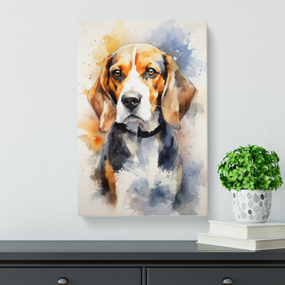 Beagle Gestural - Wrapped Canvas