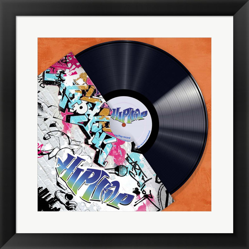 Vinyle club, Hip Hop par Steven Hill, art mural encadré, H 19,5 po x l 19,5 po x P 1 po, Papier avec cadre noir mince Tribeca