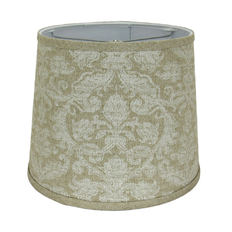 Abat-jour tambour en damas 12 po beige