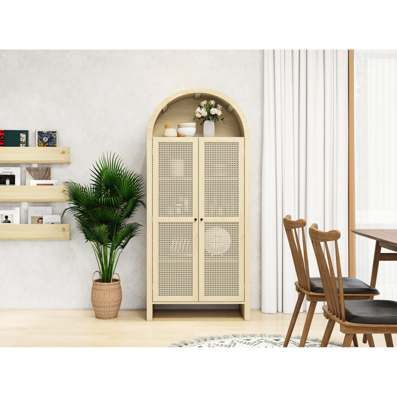 Garde-manger arqué polyvalent, 70,28 po de hauteur, tablettes réglables, creux, poignées en métal, processus, 5,24 po d'espace de rangement pour la cuisine avec porte, 4 panneaux intérieurs, basculement, salle à manger idéale