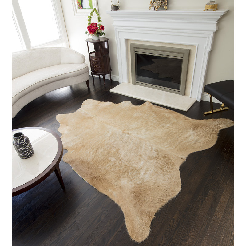 Tapis peau de vache clair contemporain, Nouveauté 6 pi x 8 pi