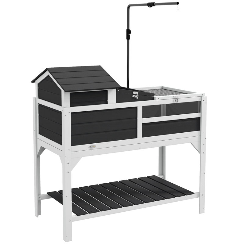 Tortoise Habitat With Adjustable Lamp Holder, 2 Layer Tortoise Enclosure With Storage Shelf, Removable Main House, Fixed Tray, Openable Lid, Gray