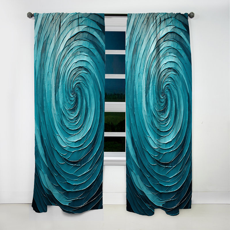 Teal Twist Tranquility Spiral II - Rideau en spirale - Rideau abstrait occultant - 1 panneaux, L 52 po x L 95 po