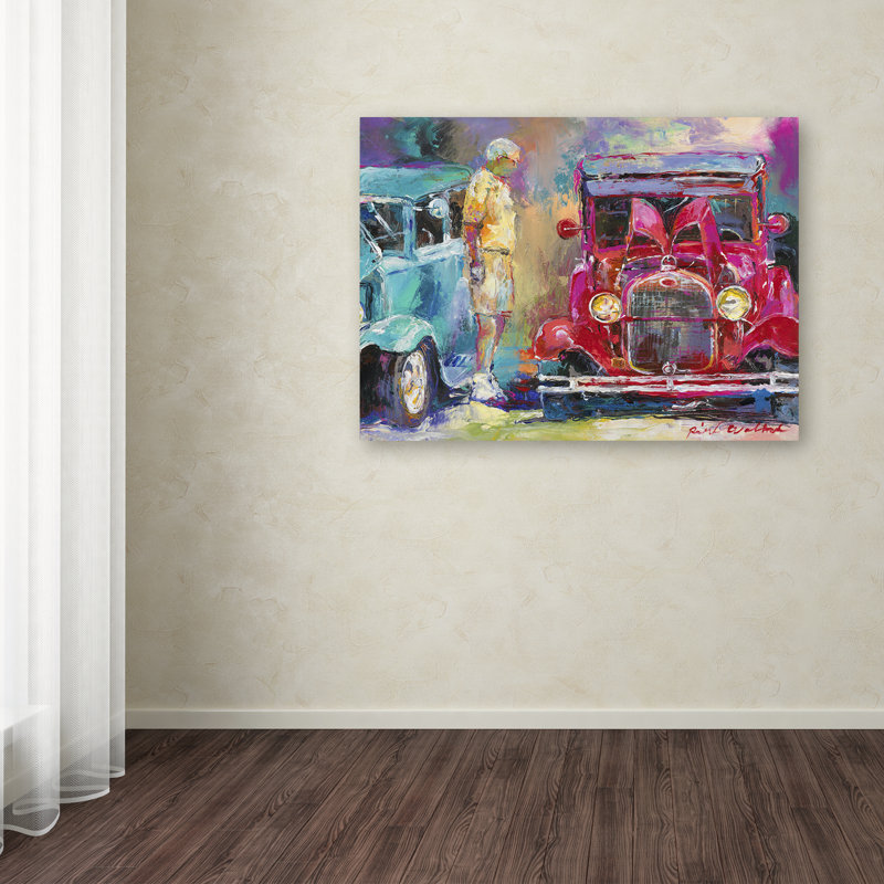 « old cars », reproduction sur toile, H 14 po x l 19 po x P 2 po, Pas de tapis, Toile tendue