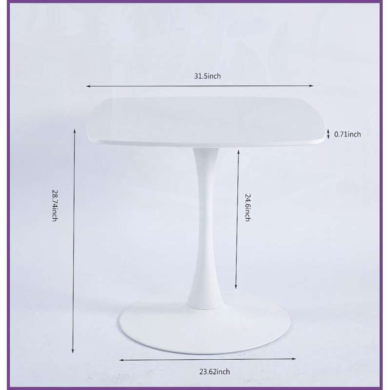 Table basse en MDF blanc avec pieds en métal pour la cuisine / le salon, l'écurie et amp; Facile à nettoyer Assembler, Blanc