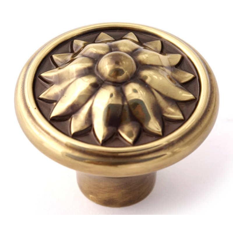 Poignée champignon 1 1/2 po Fiore, Antique poli, H 1,125 po x l 1,25 po x P 1,25 po