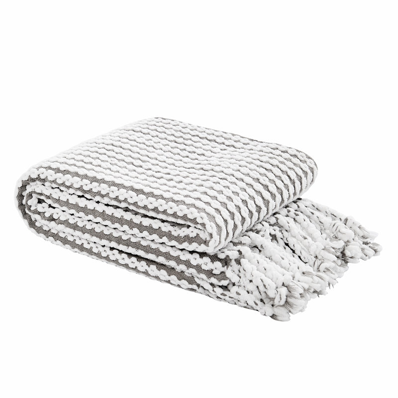 Knitted Throw Blanket, Grey