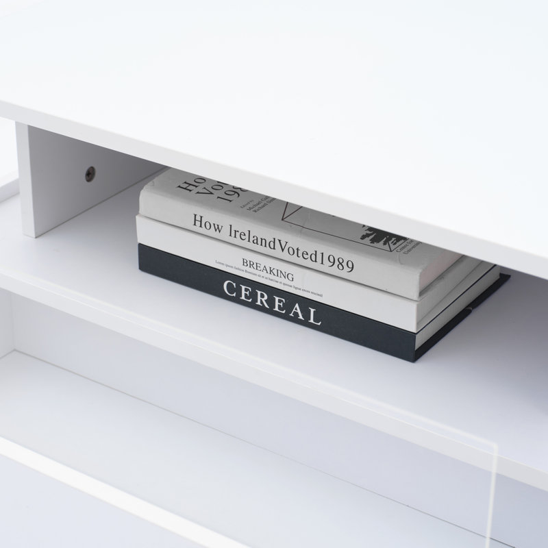 Deallen Block Coffee Table with Storage, White