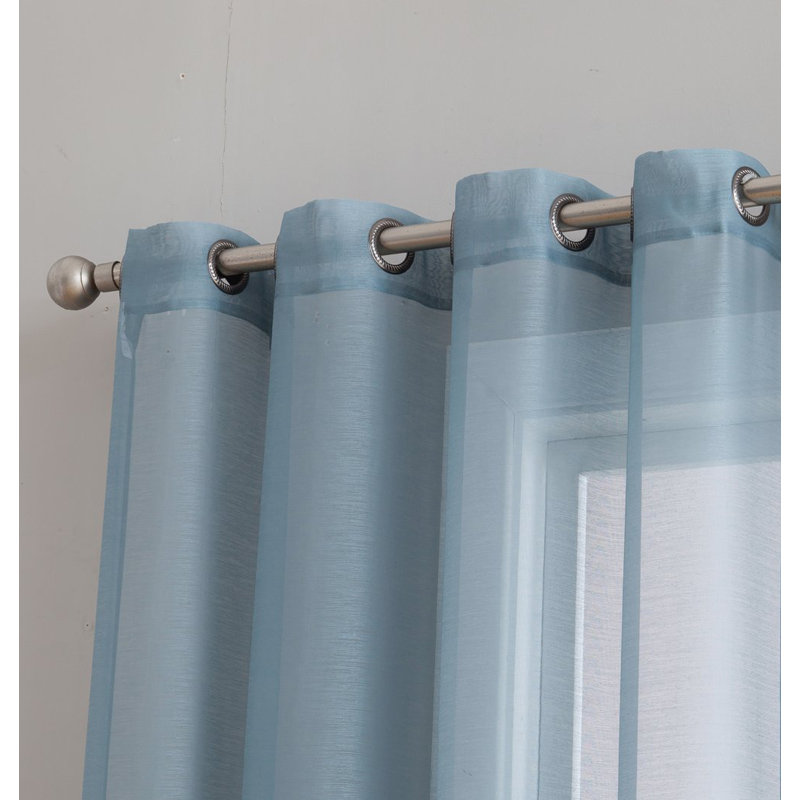 Carmille Semi-Sheer Grommet Curtain Panels, 54" W x 84" L, Dusty Blue