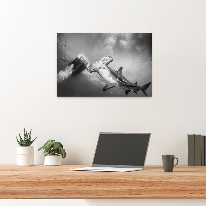 Impression d'art mural Majestic Hammerhead Swim, 16" H x 24" W