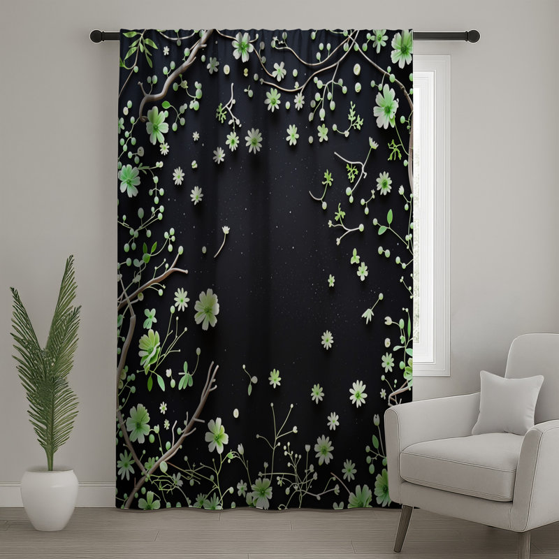 Rideaux floraux, voilages et voilages à motif floral - 1 panneau, 50" x 80" - 1 Panel, Blockout