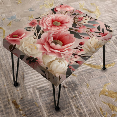 Pink Floral Delicacy Bliss - Floral Rectangle Ottoman