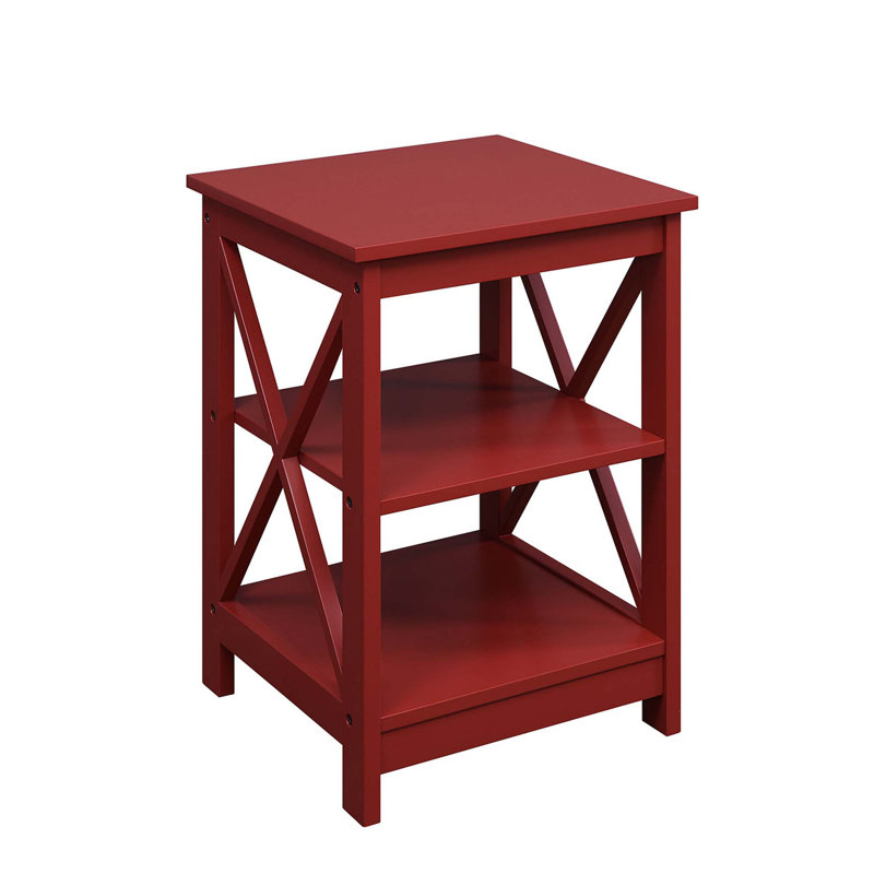 Darek End Table with Storage, Cranberry Red