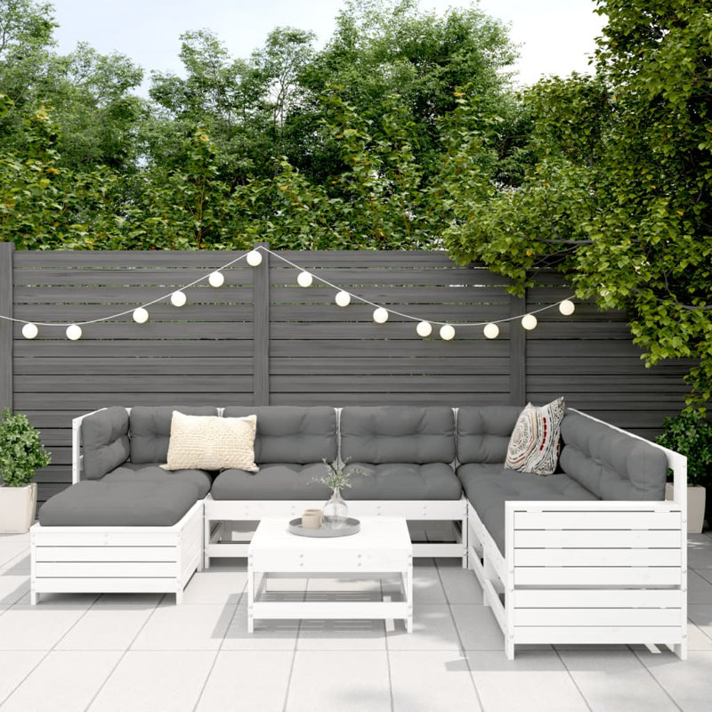 8 Piece Garden Sofa Set Solid Wood Douglas Fir, White Pine