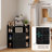 Corner Cabinet With Charging Station, Modern Home Office Storage Cabinet With 2 Outlets And 2 USB Ports, Triangle Bookshelf And Printer Stand With Barn Door For Small Spaces-1448005111