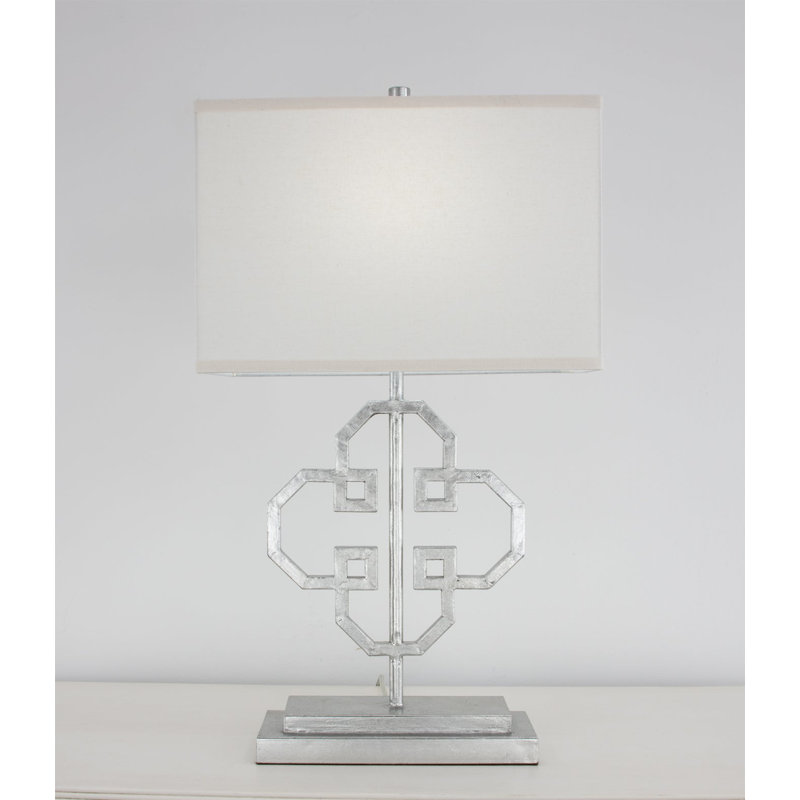 Lilu Table Lamp, Antiqued Silver Leaf, White