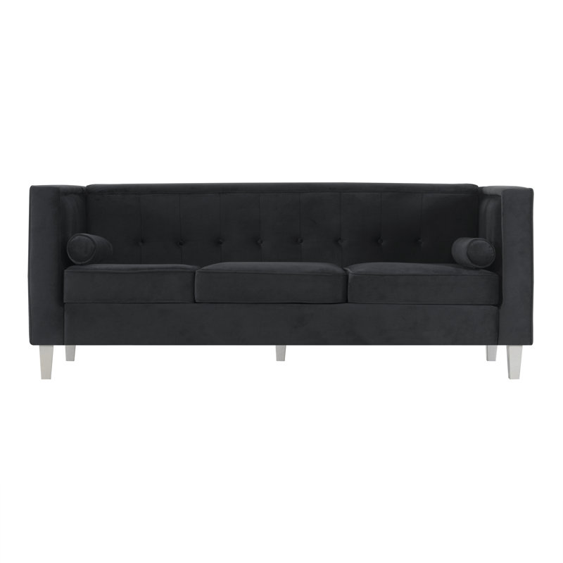  Canapé en velours Ezriah Mid Century, Velours noir