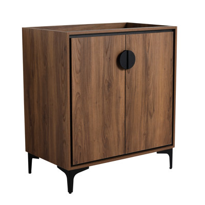 30" Freestanding Bathroom Vanity, Engineered Wood, 2 Doors, Elegant Design, Brown, American Style Brown Cabinet 30", Stain Coating, Design