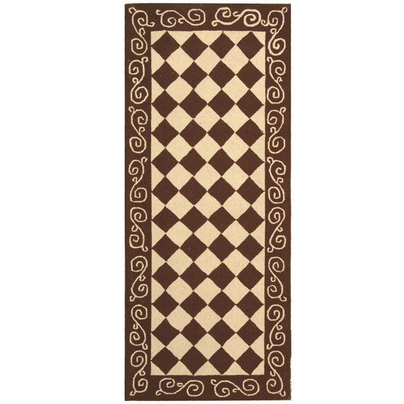Brayton Hand Hooked Wool Pile Geometric Rug, Runner 2'6" x 8'