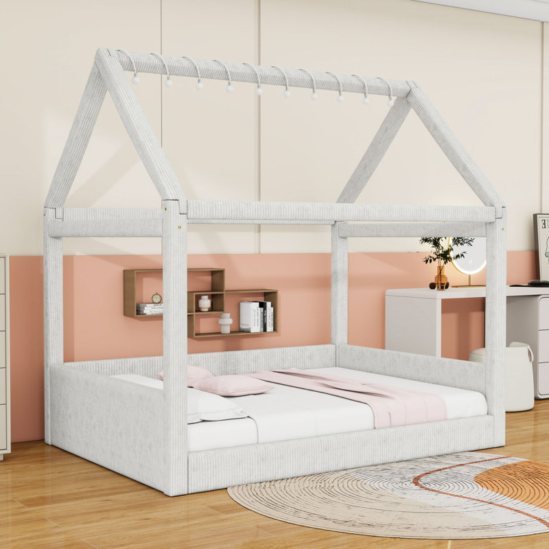 Lit de jour double rembourré avec lumière DEL, Beige