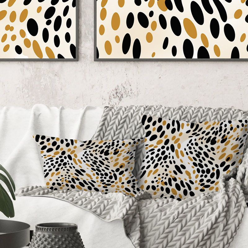 Imprimé de guépard beige et noir Simplicity - Coussin abstrait, H 18 po x l 18 po