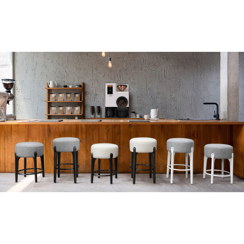 Tabouret Ellie, Tabouret de comptoir (siège d'une hauteur de 25,8, Boucle grise / base noire