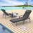 3-Piece All-Weather HDPE Wicker Chaise Lounge Set with Six-Position Adjustable Back & High-Resilience Foam Cushions-494518908
