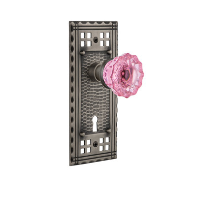 Assiette artisanale Nostalgic Warehouse avec trou de serrure décoratif et poignée de porte rose cristal