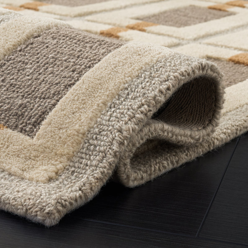 Genre: 751% touffeté à la main 80% laine; Tapis géométrique 20% coton, Rectangle 5' x 8'