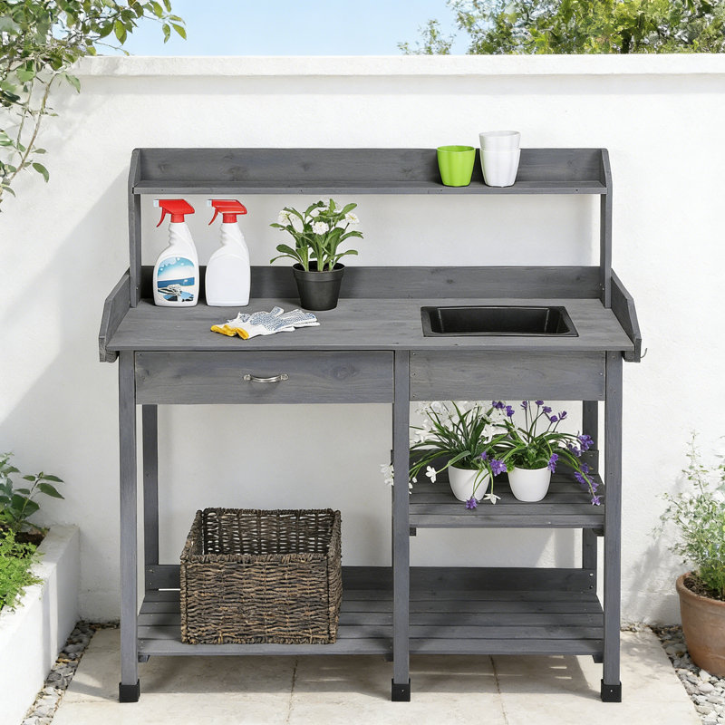 Manufactured Wood Potting Bench, Grey