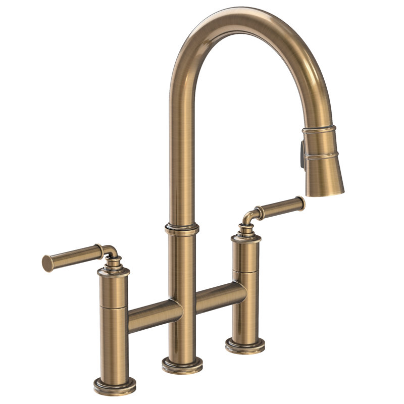 Taft Pull Down Kitchen Bridge Faucet, Antique Brass