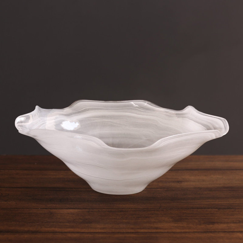 Glass Salad Bowl, White