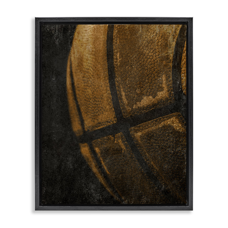 Cadre flottant rétro de basketball rétro, design par Kim Allen, H 21 po x l 17 po, Cadre flottant noir de jais