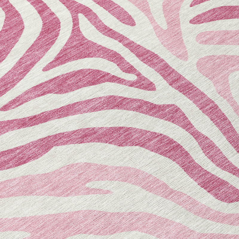 Machine Washable Indoor/Outdoor Chantille ACN2523 Animal Rug, Pink, Rectangle 5' x 7'6"