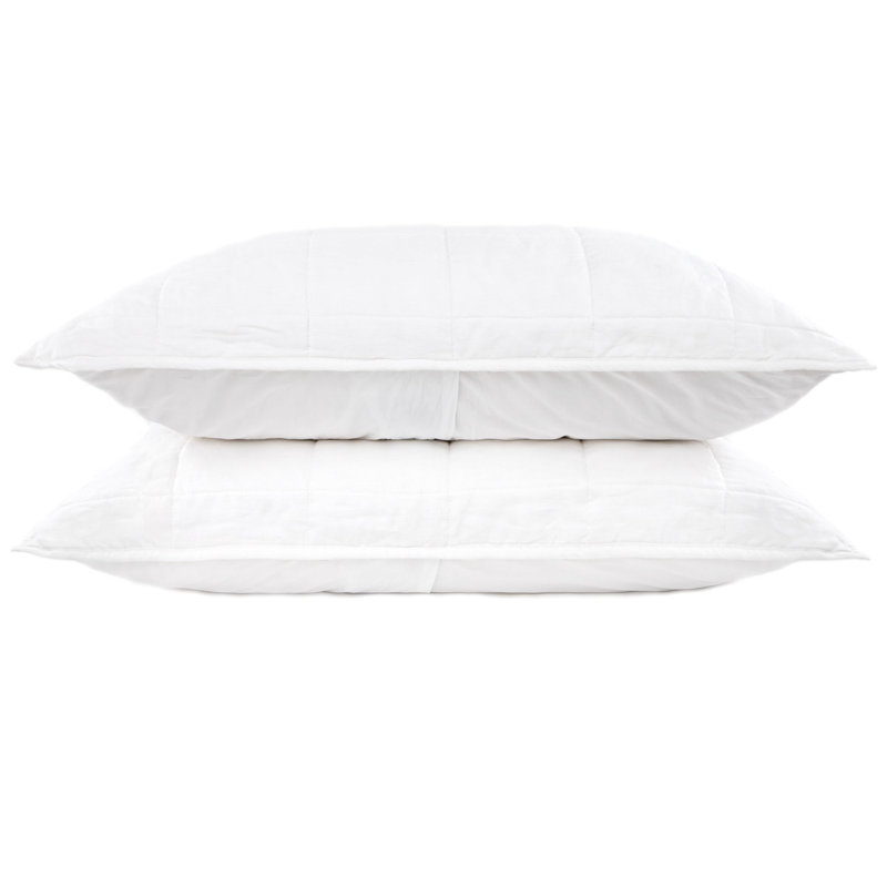 French Linen Box Stitch Quilted Sham Set, White, King