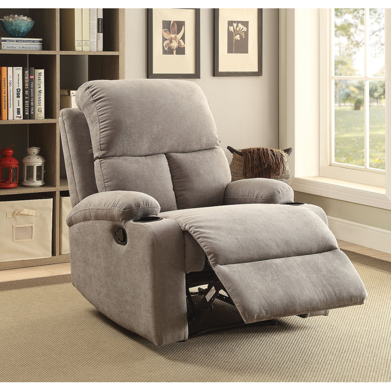 Grey Recliner With Cup Holder, Gray