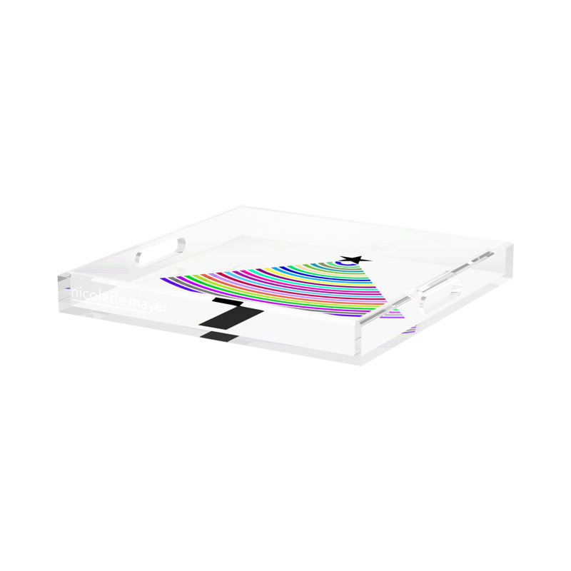 Square Geometric Decorative Tray, 15"W x 15"D x 2"H