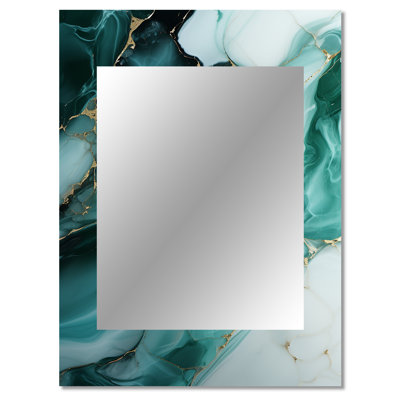 Gold and emerald marble ink flow - Marble Unique Wall Mirror, Modern Mirror, Printed Metal Art