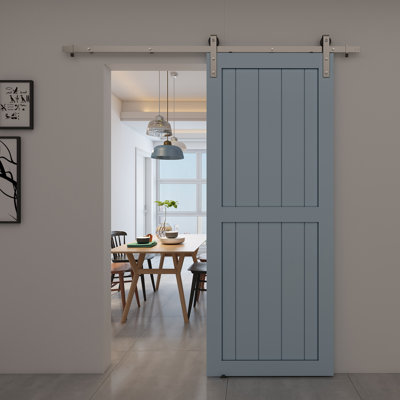 84'' Solid Wood Paneled Unfinished without Installation Hardware Kit Barn Door