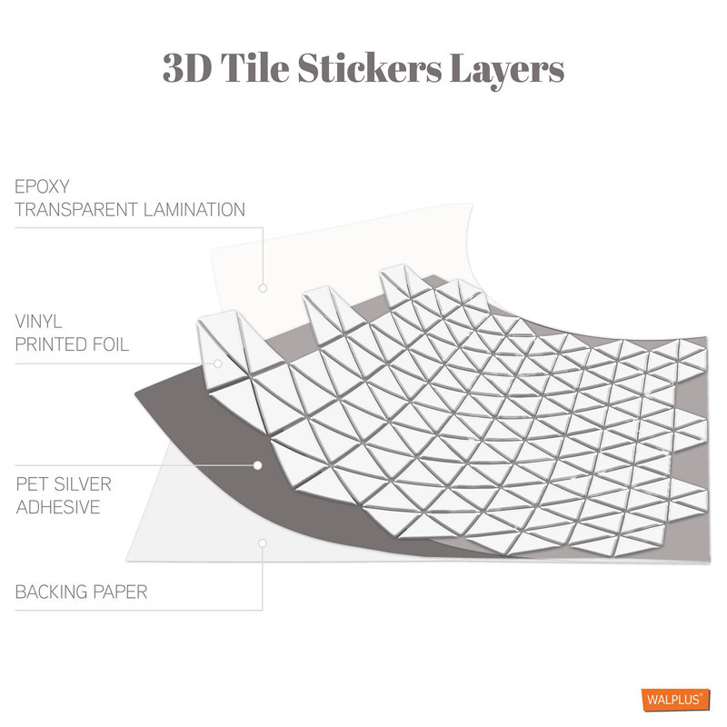 Honey Mini Hexa White Glossy 3D Tile Stickers 28 x 20cm